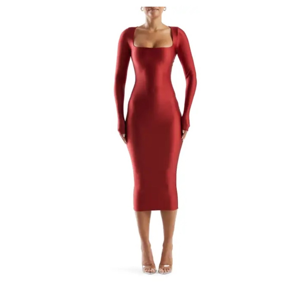 Elegant Red Long Sleeve Dress